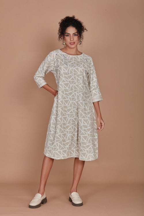 Geometric Print A-Line Dress