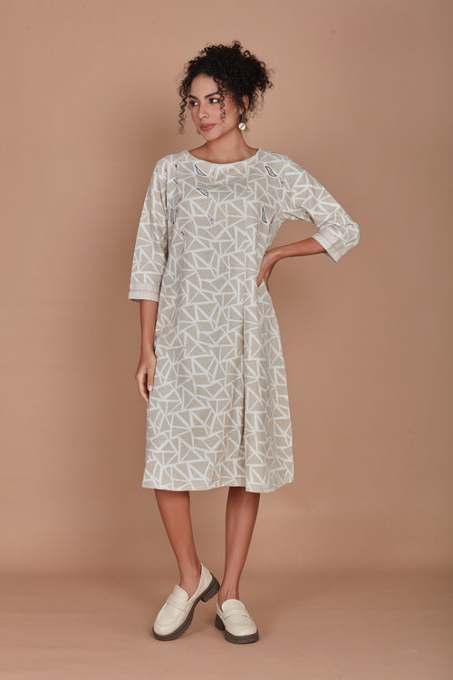 Geometric Print A-Line Dress