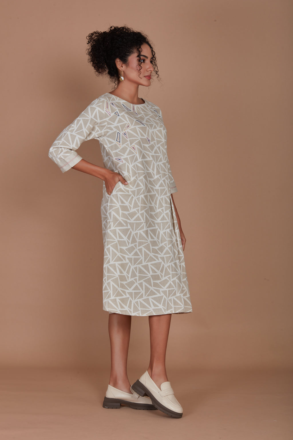 Geometric Print A-Line Dress