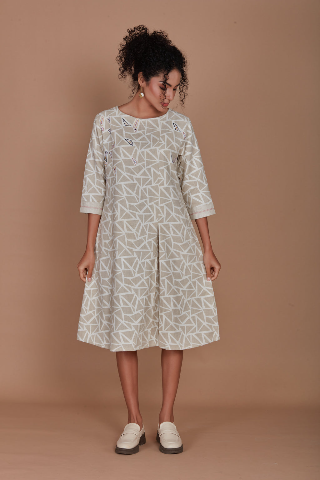 Geometric Print A-Line Dress