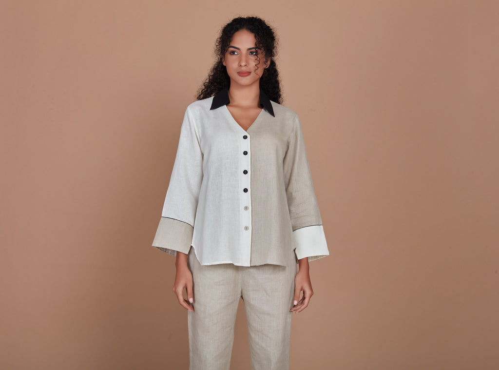 Patterned  Linen Shirt