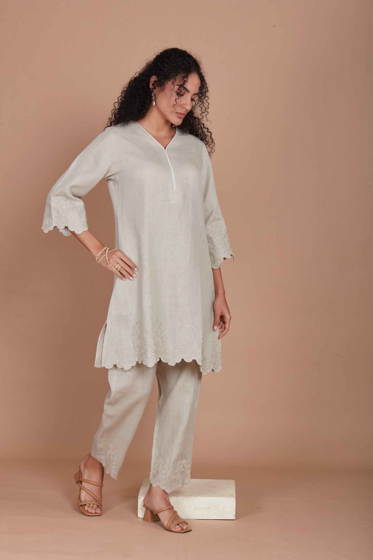 Linen Embroidered Co-Ord Set