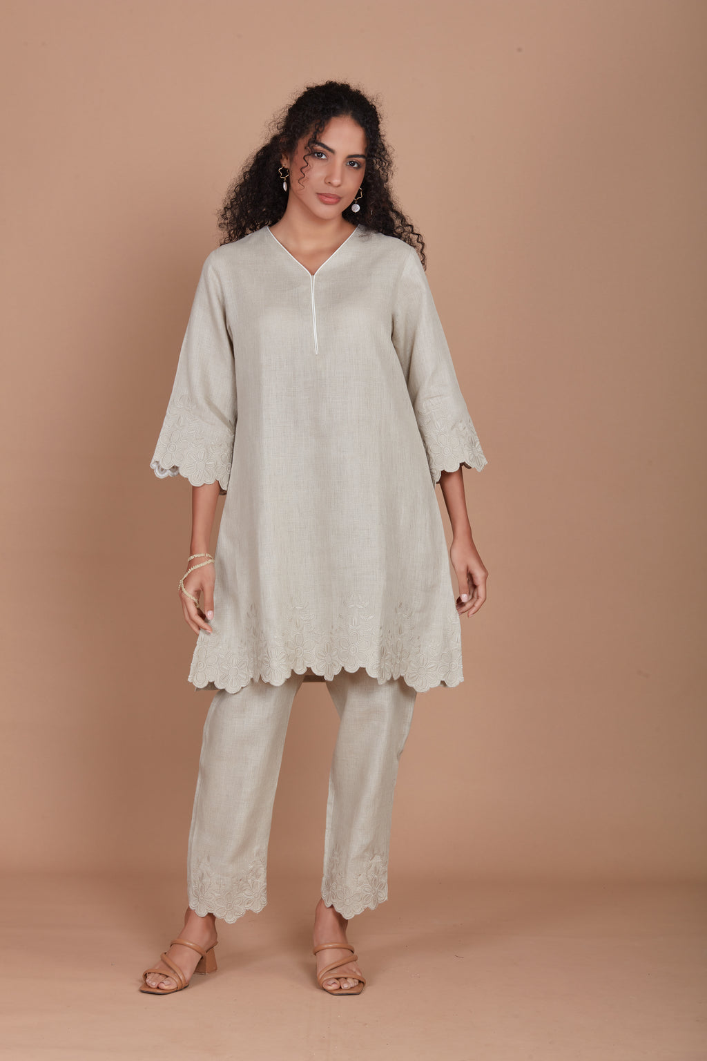 Linen Embroidered Co-Ord Set