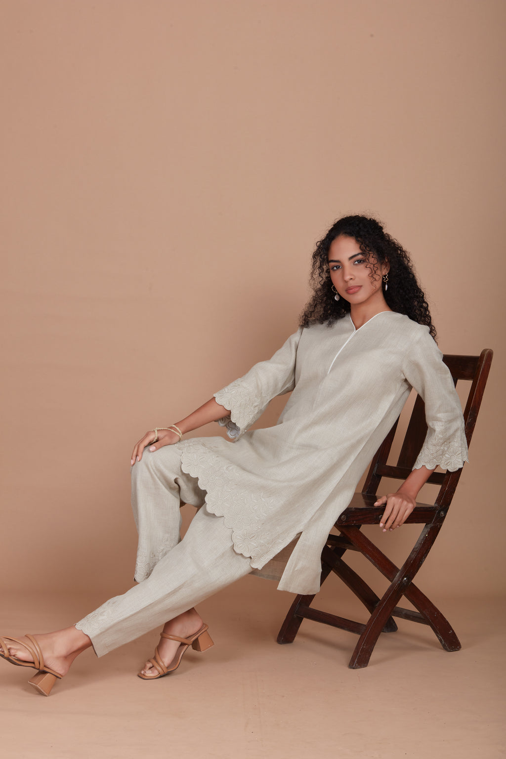 Linen Embroidered Co-Ord Set