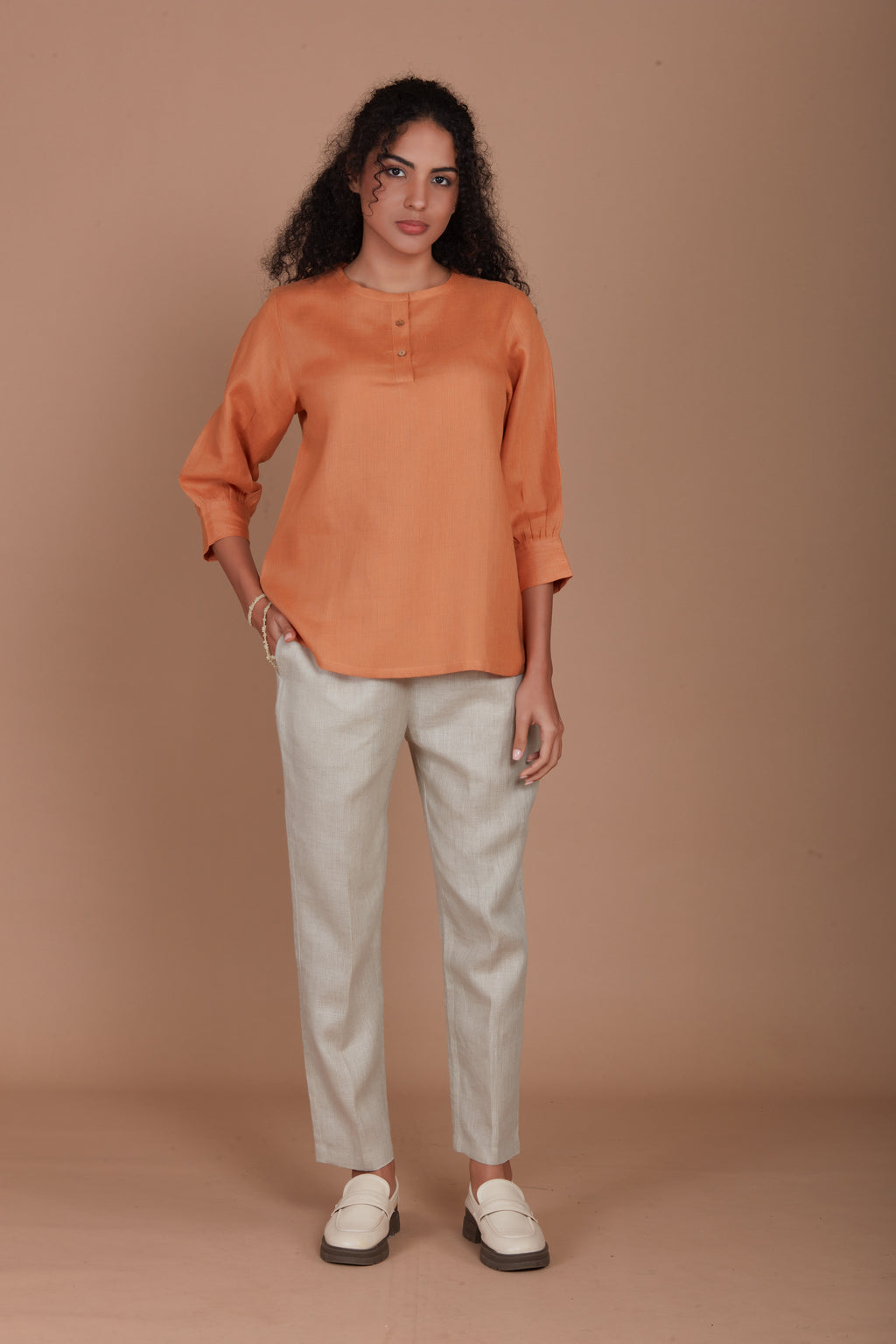 Solid Linen top - Rust