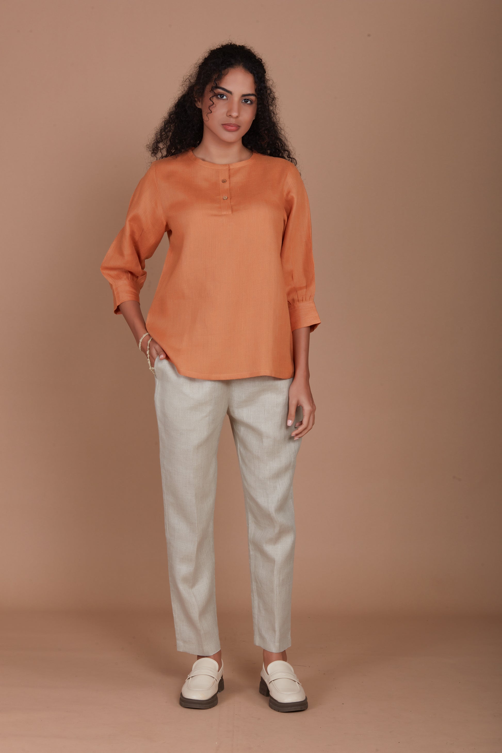 Solid Linen top - Rust
