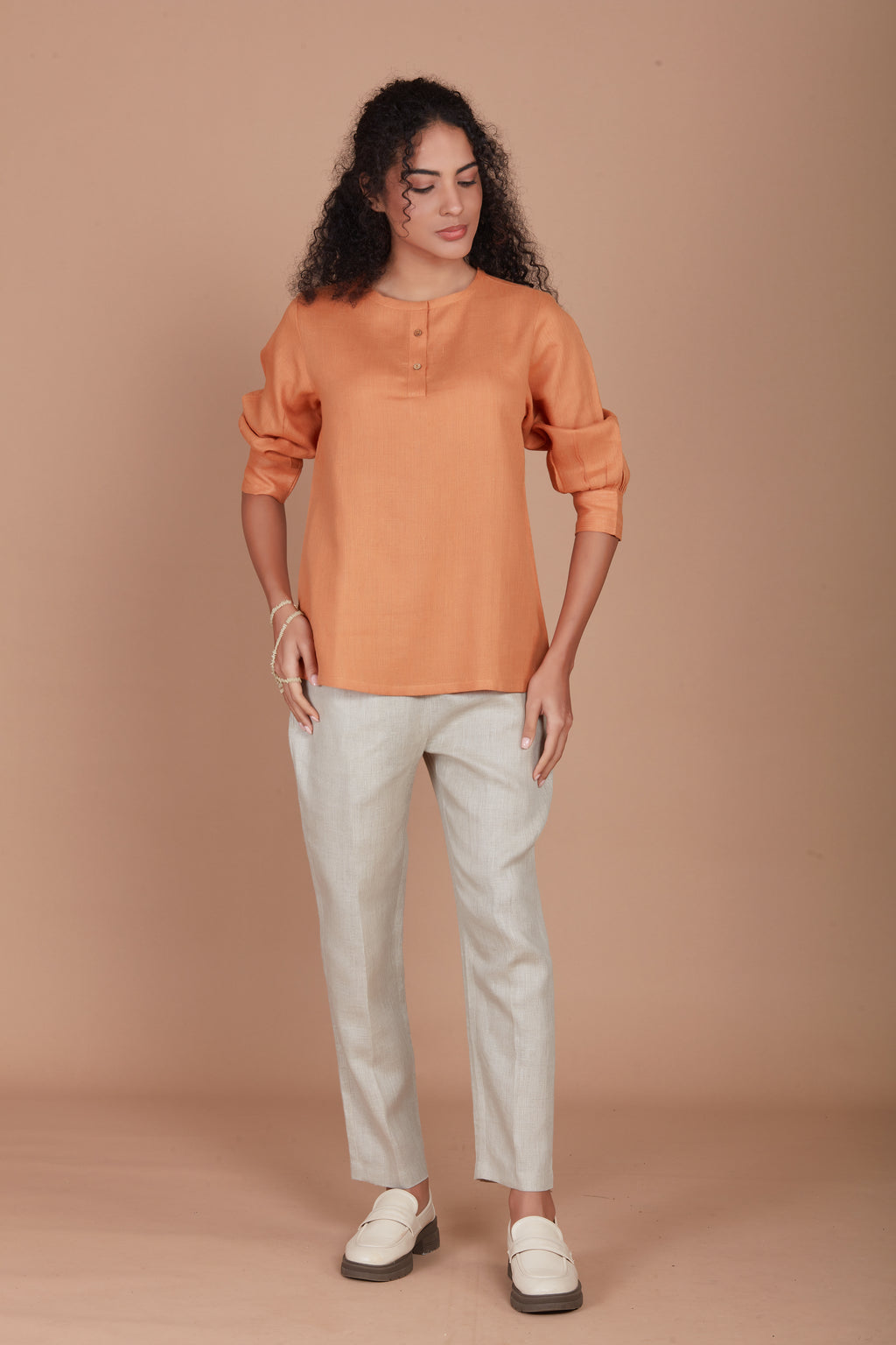 Solid Linen top - Rust