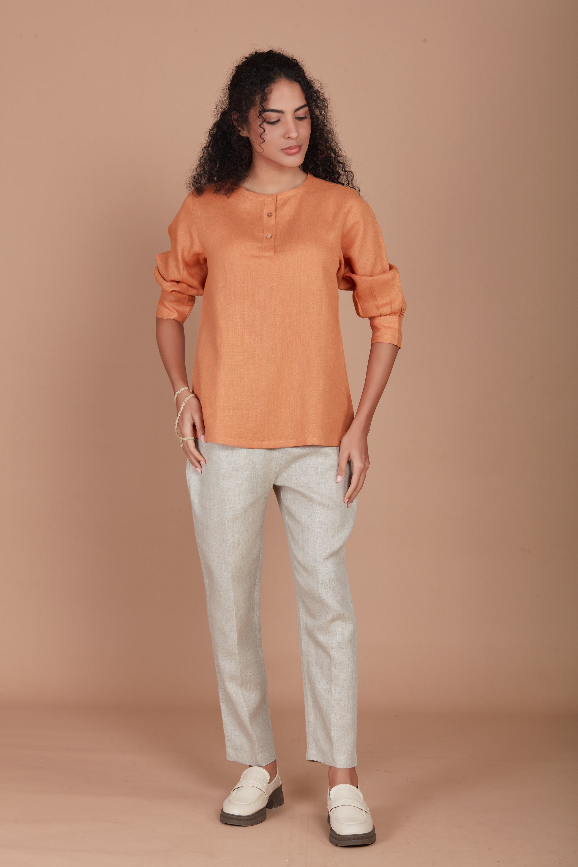 Solid Linen top - Rust
