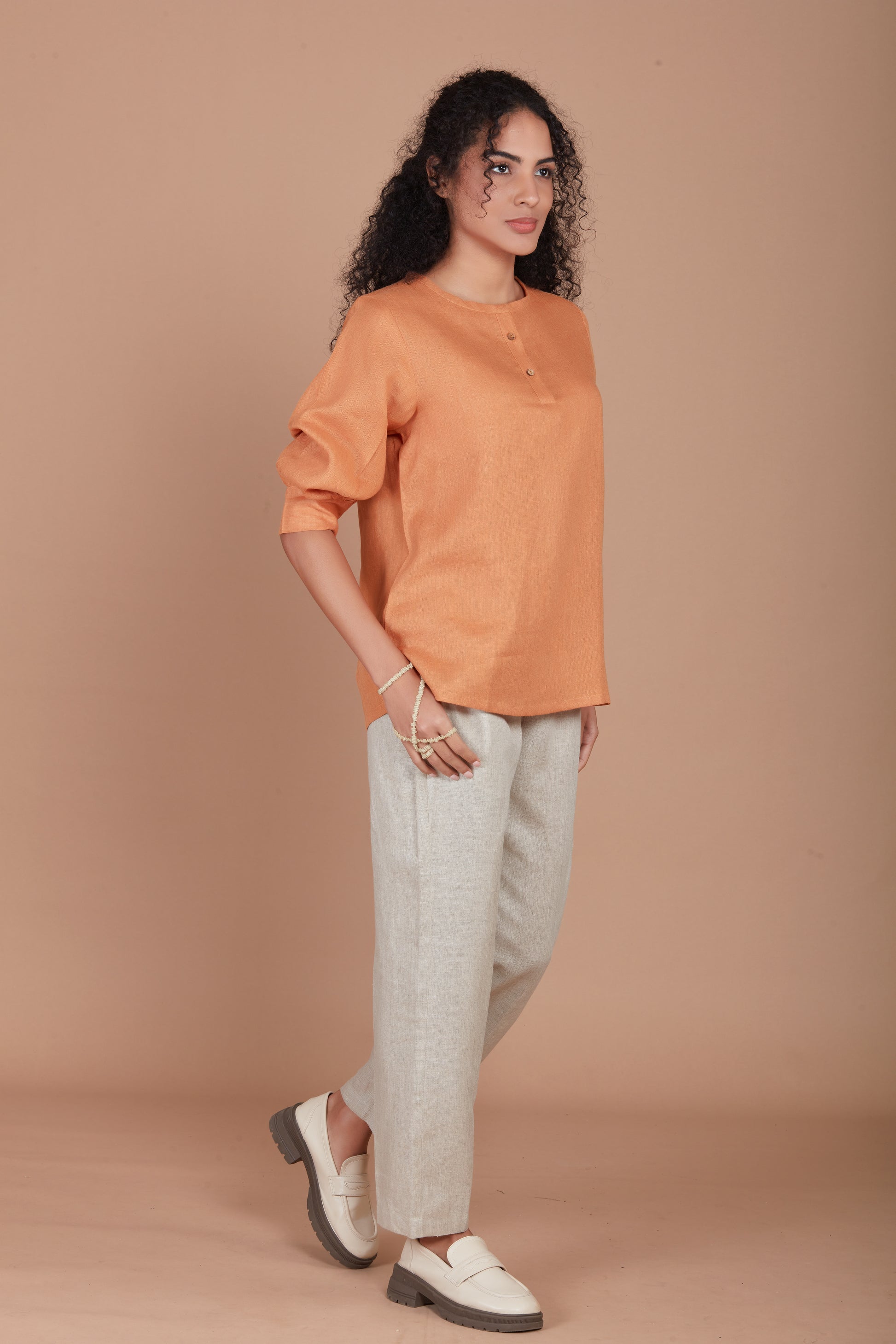 Solid Linen top - Rust