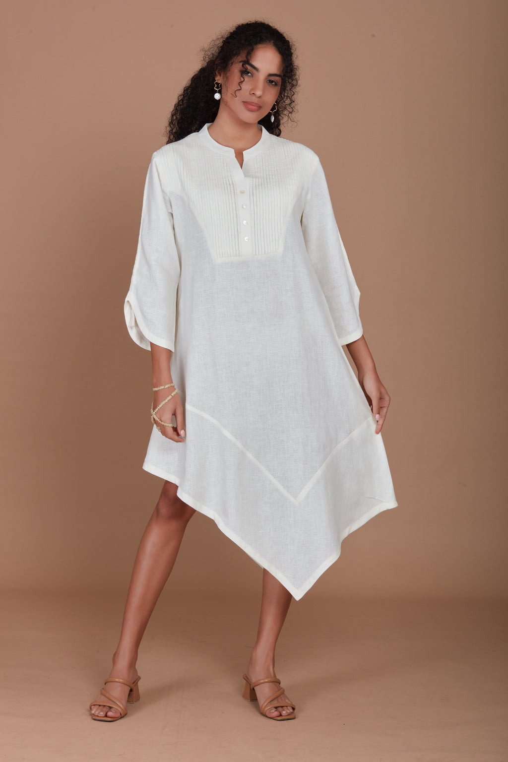 Ivory Asymmetric Linen Tunic