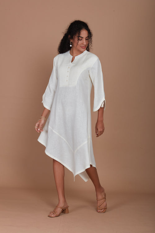 Ivory Asymmetric Linen Tunic