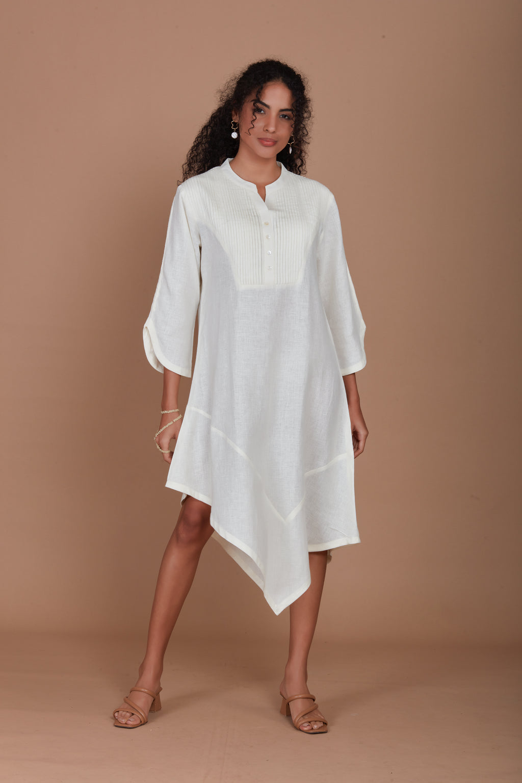 Ivory Asymmetric Linen Tunic