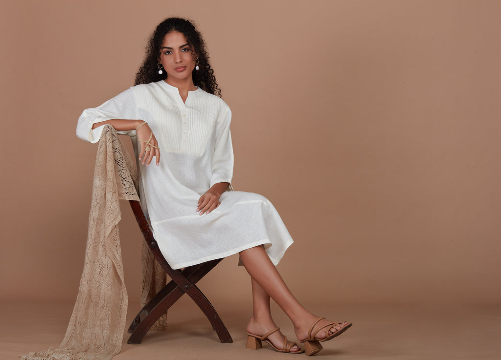 Ivory Asymmetric Linen Tunic