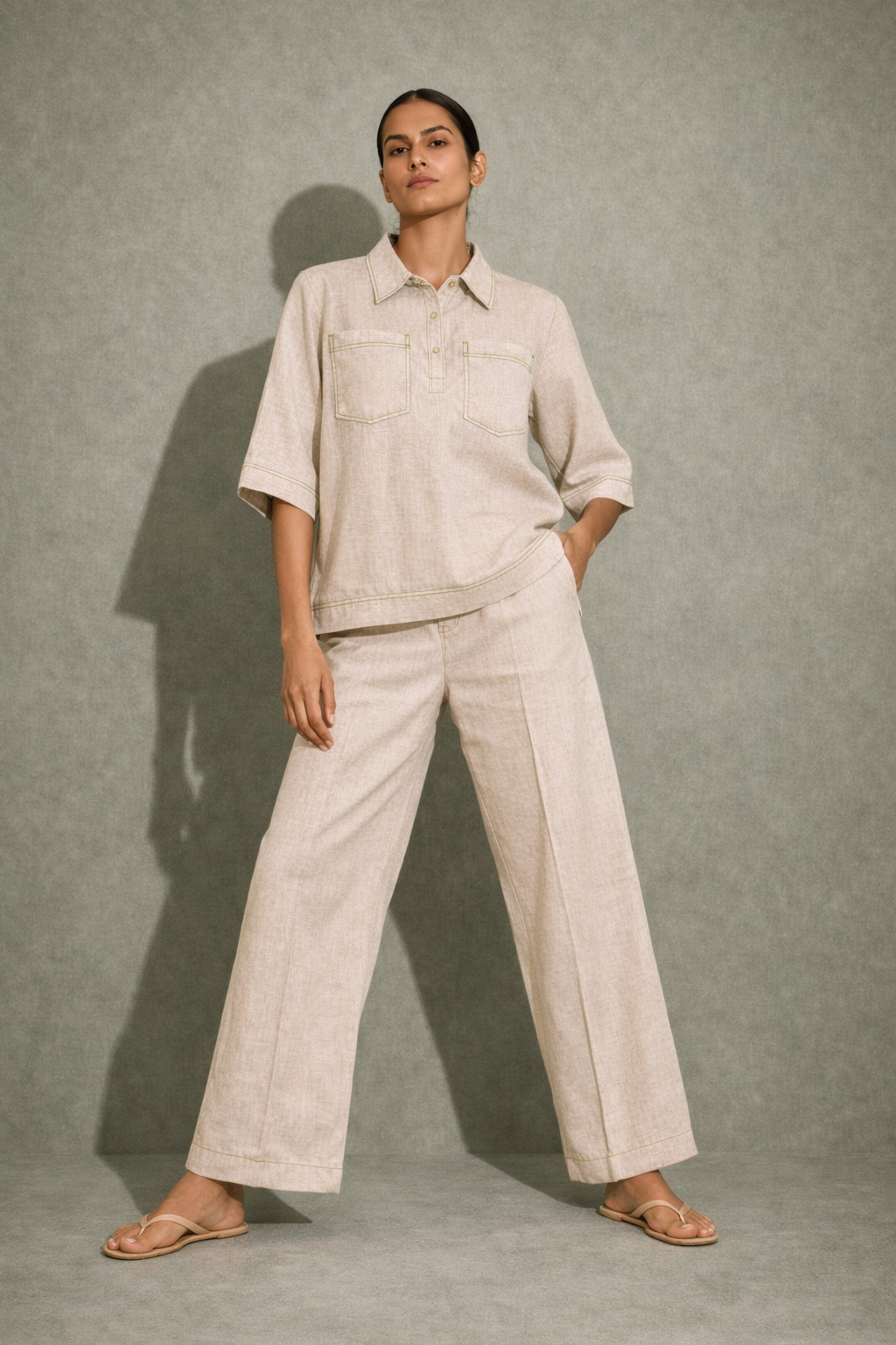 DARK NATURAL Linen pocket co-ord