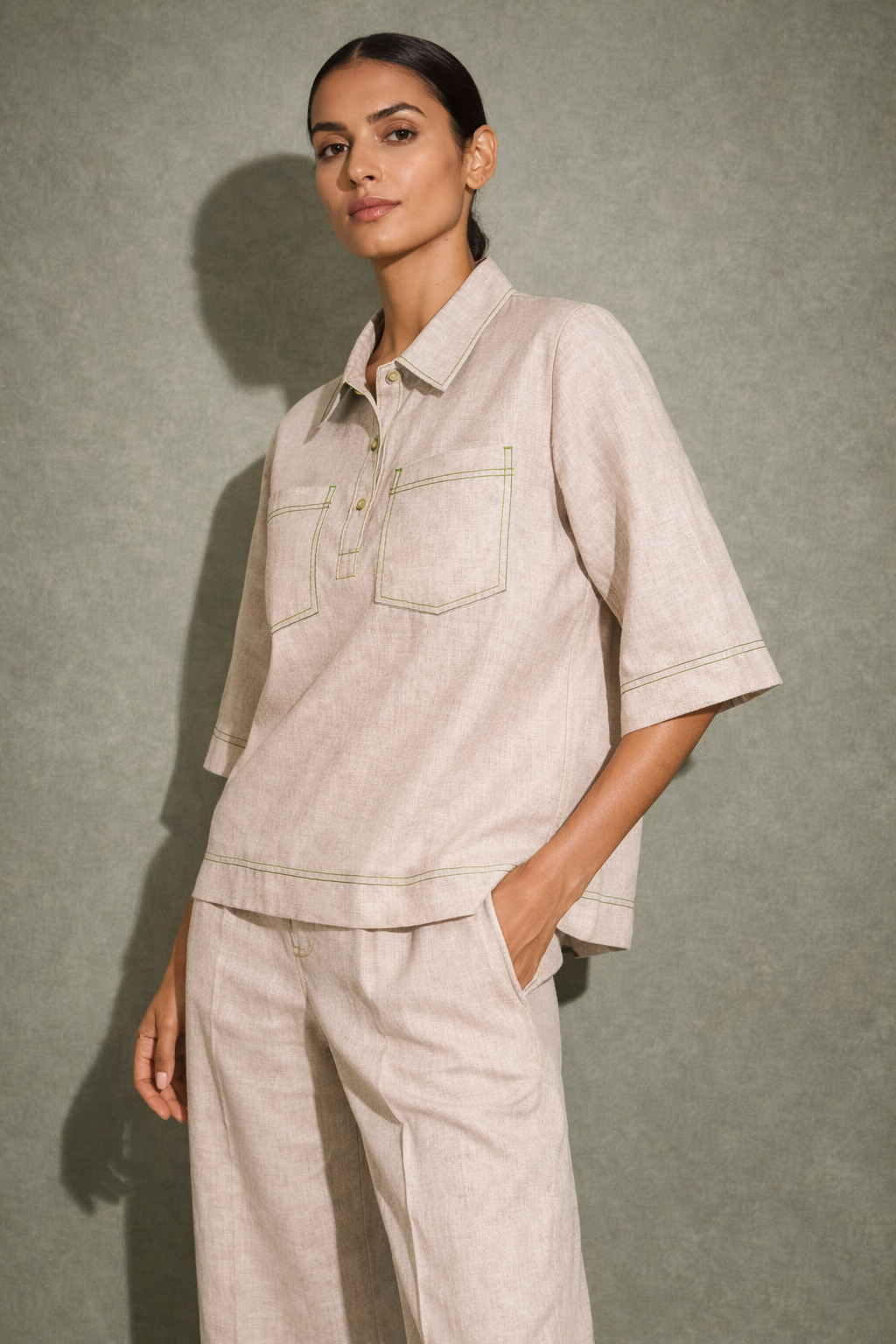 DARK NATURAL Linen pocket co-ord