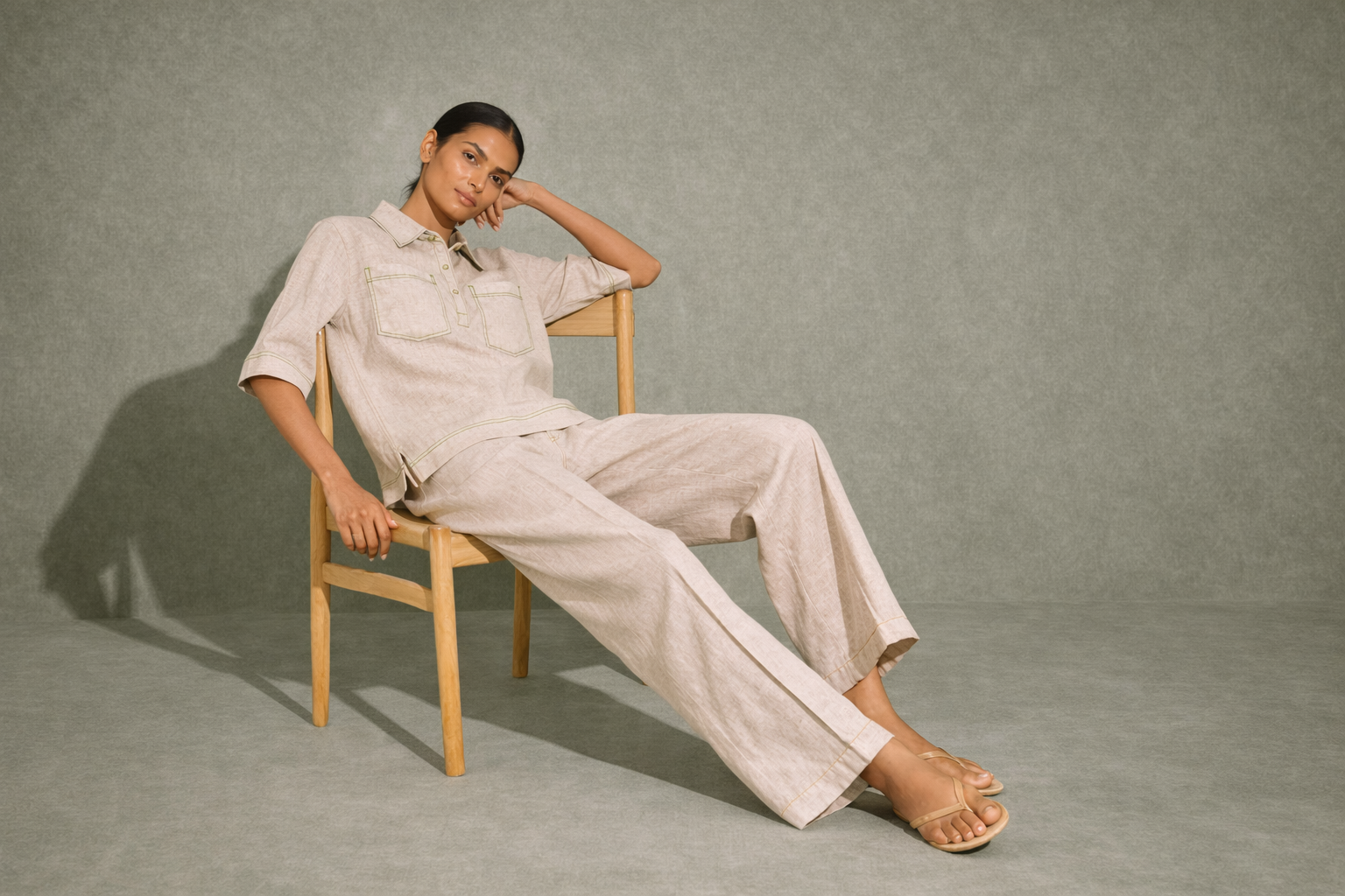 DARK NATURAL Linen pocket co-ord