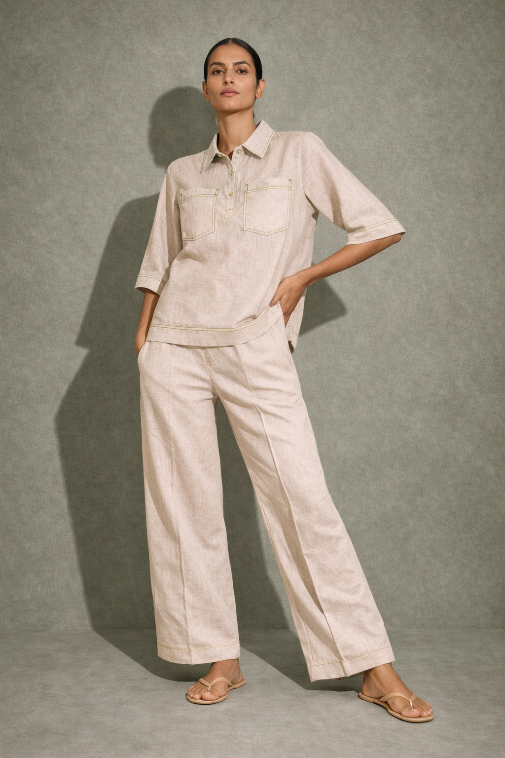 DARK NATURAL Linen pocket co-ord