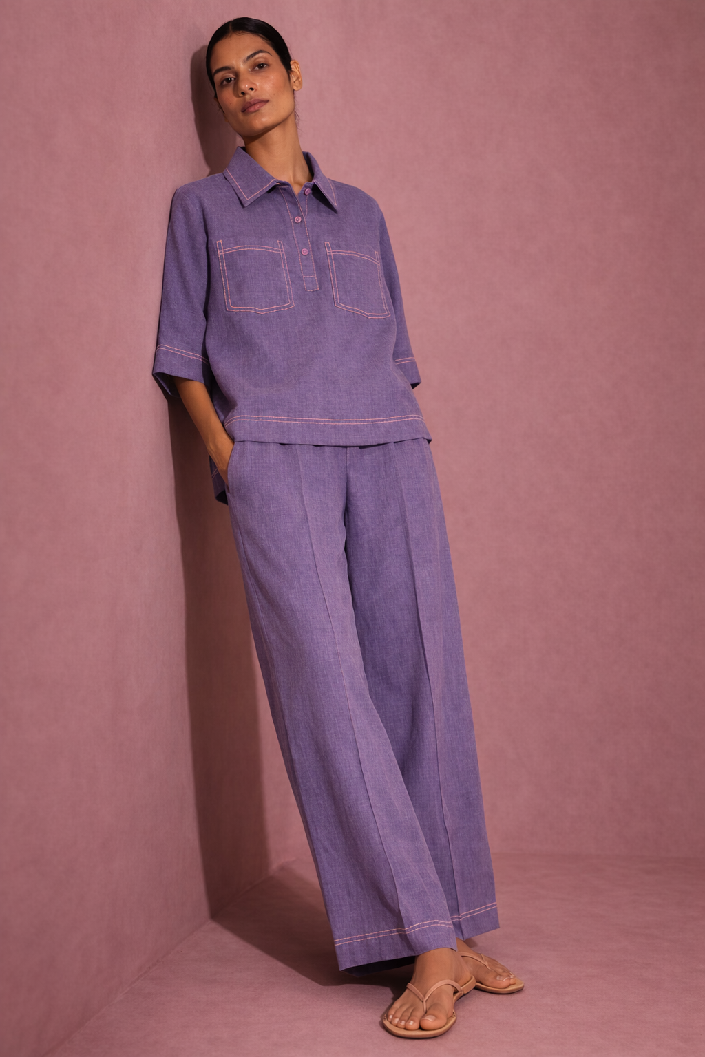 MULBERRY MIST Linen pocket co-ord