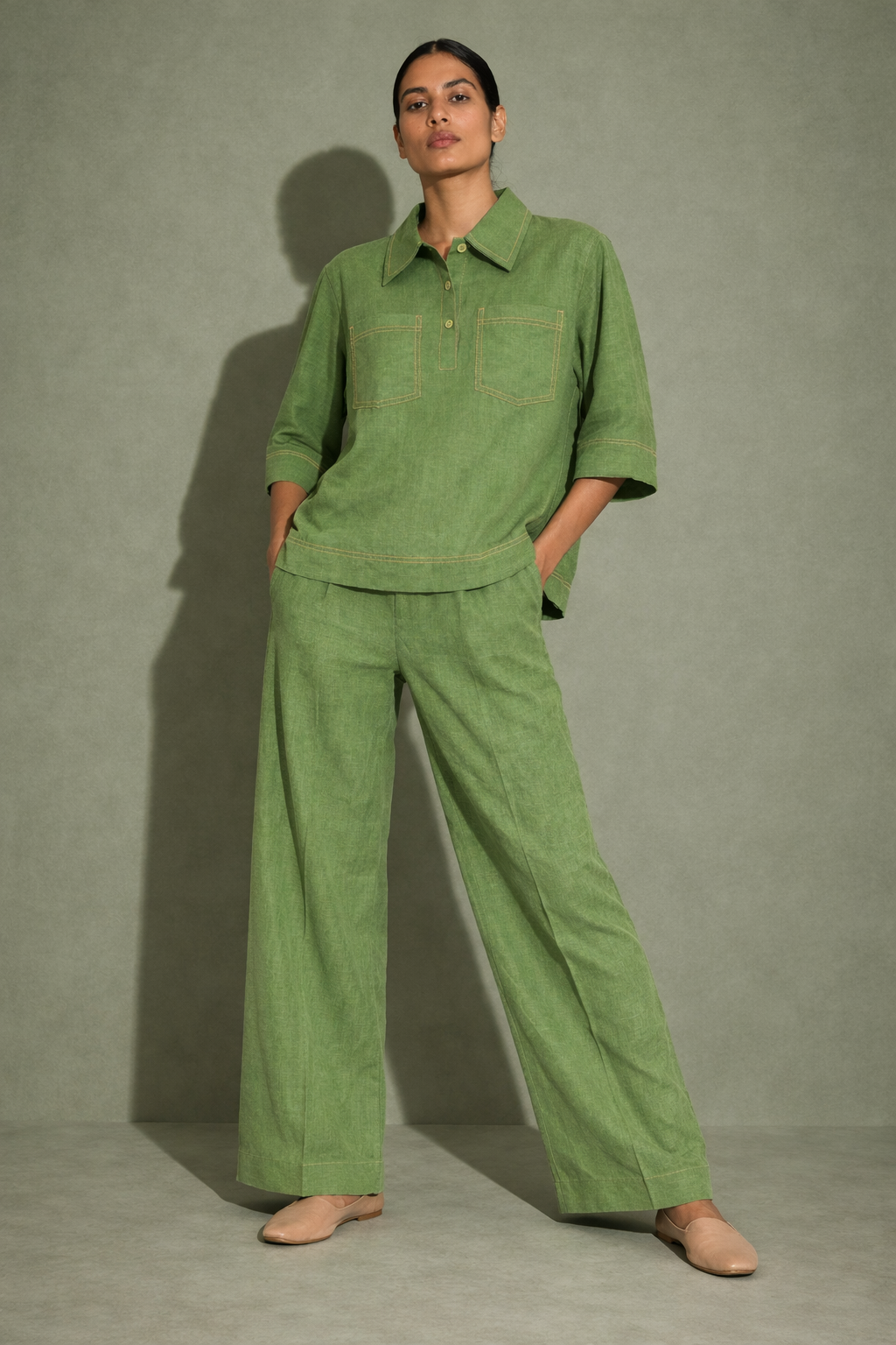 Sage Earth Linen pocket co-ord