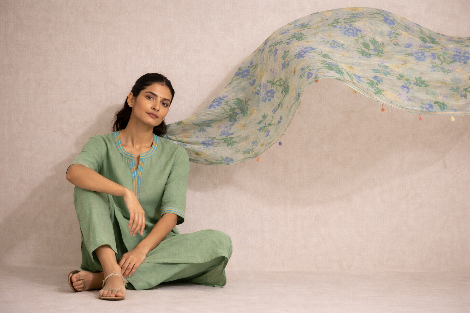 Blush Linen DUPATTA  Set