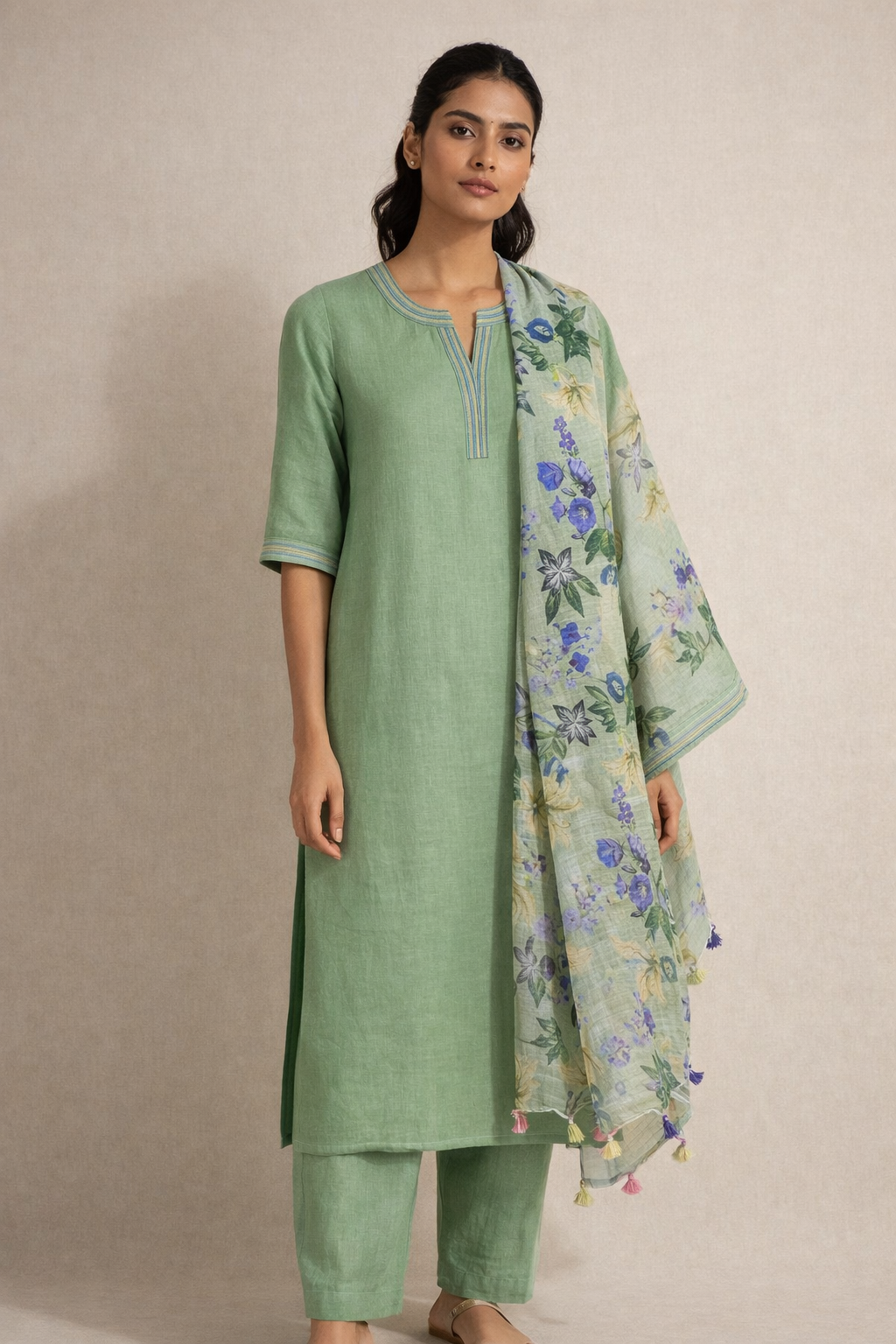 Blush Linen DUPATTA  Set