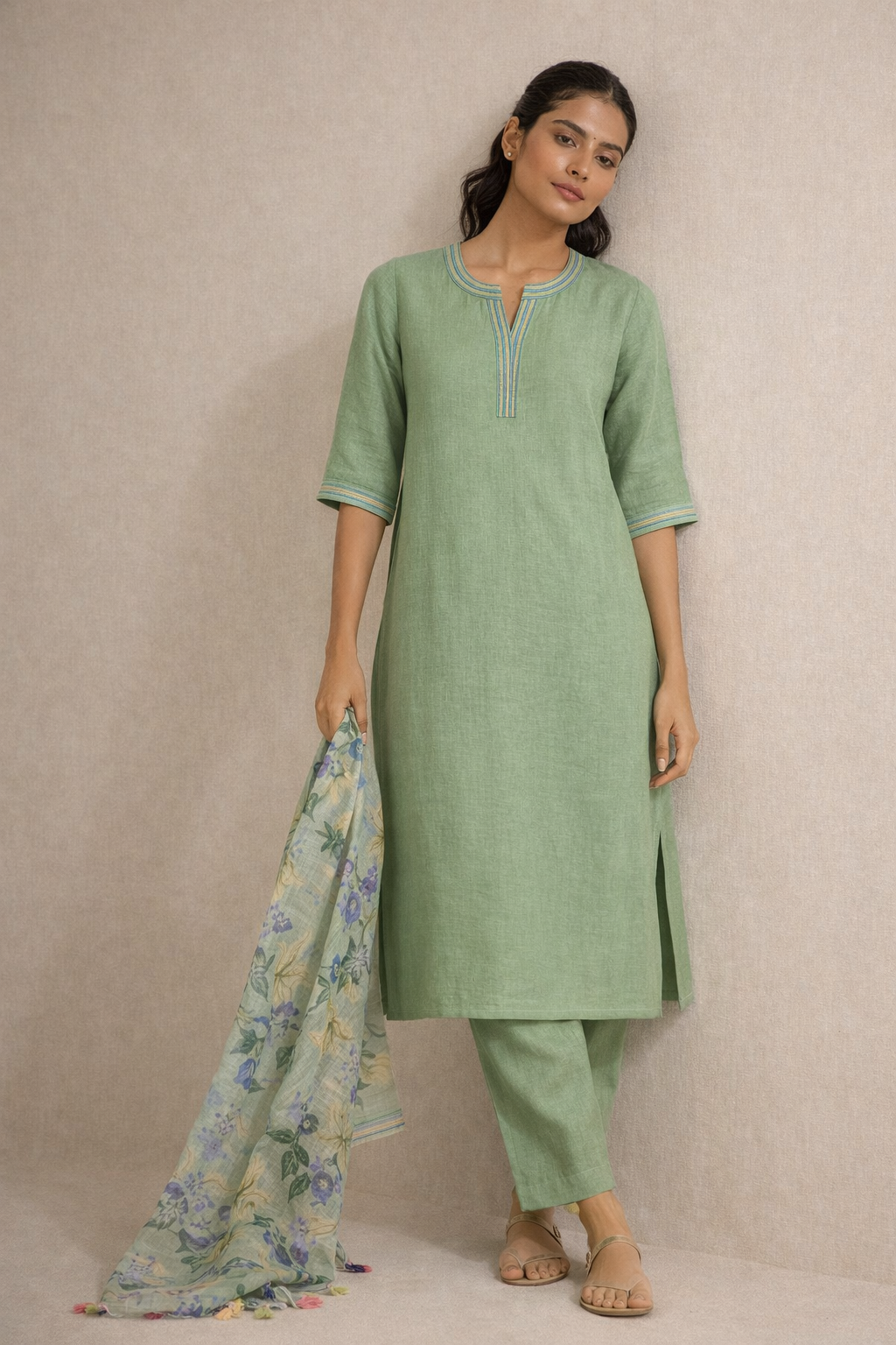 Blush Linen DUPATTA  Set