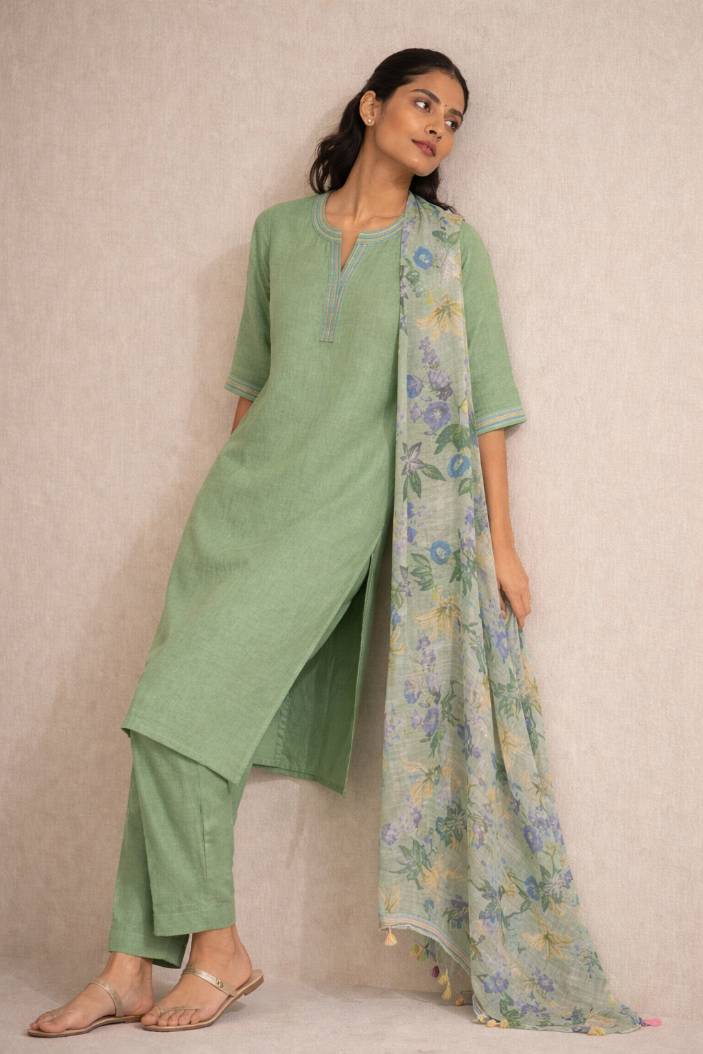 Blush Linen DUPATTA  Set