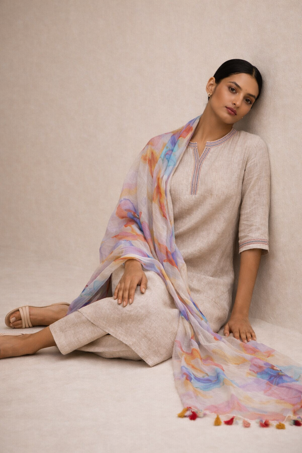 BIEGE Linen DUPATTA  Set