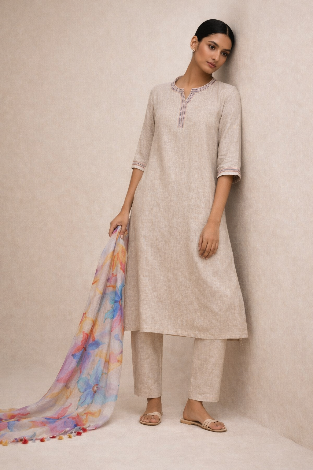 BIEGE Linen DUPATTA  Set