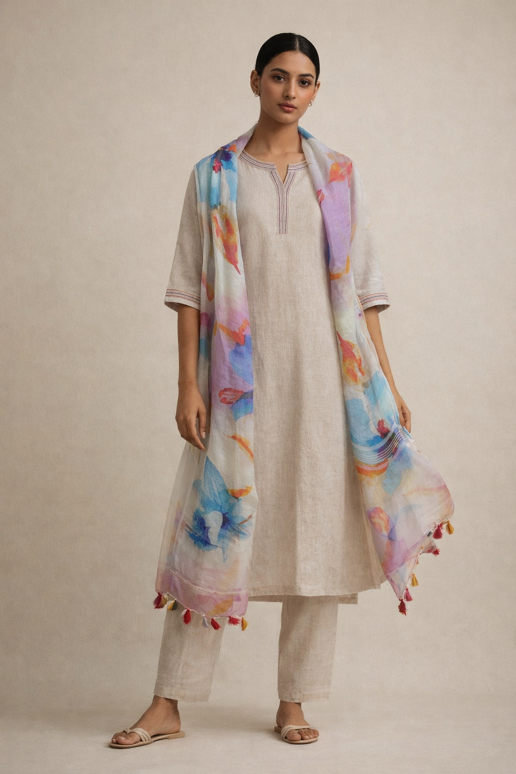 BIEGE Linen DUPATTA  Set