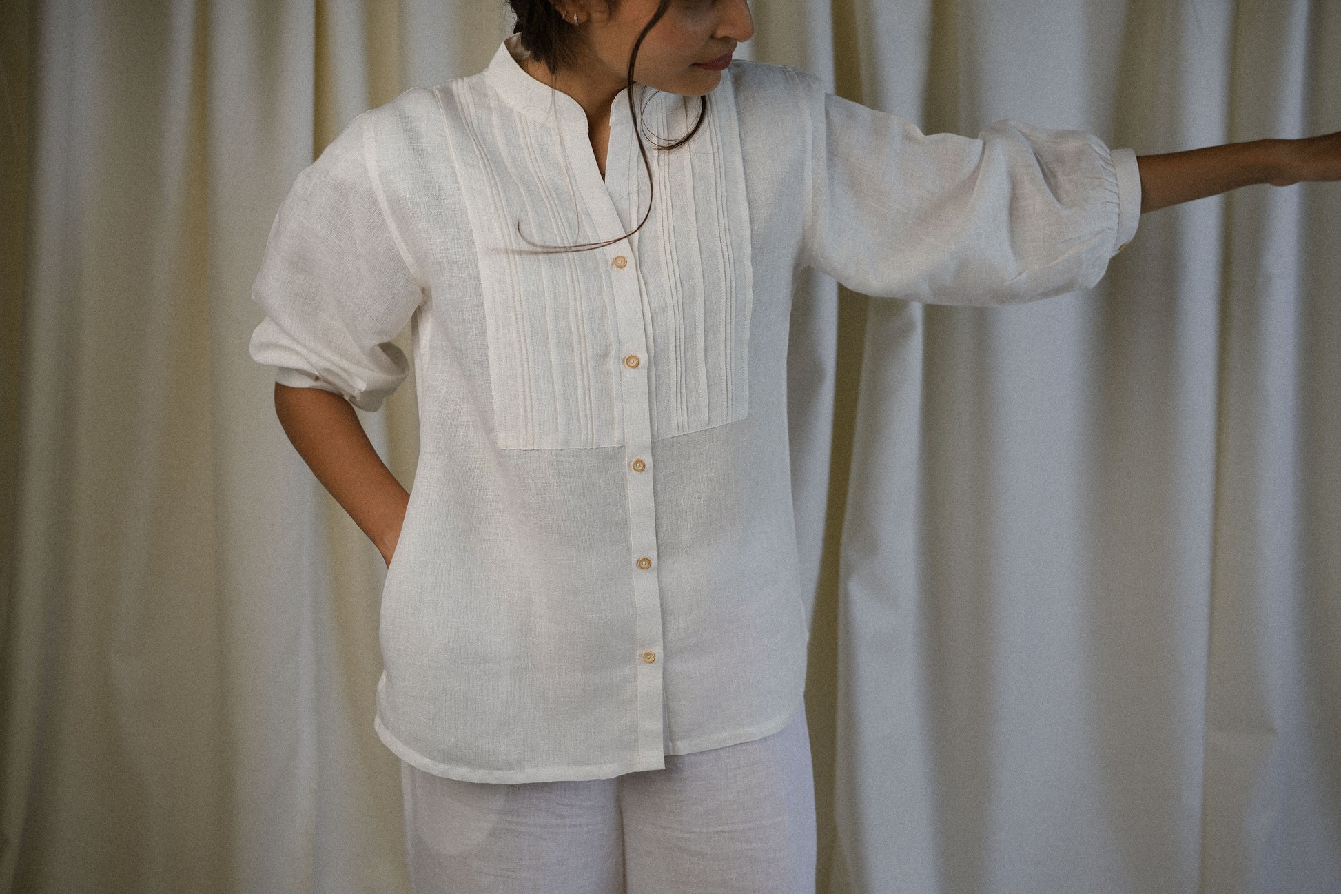 White Linen PATTERNED Shirt