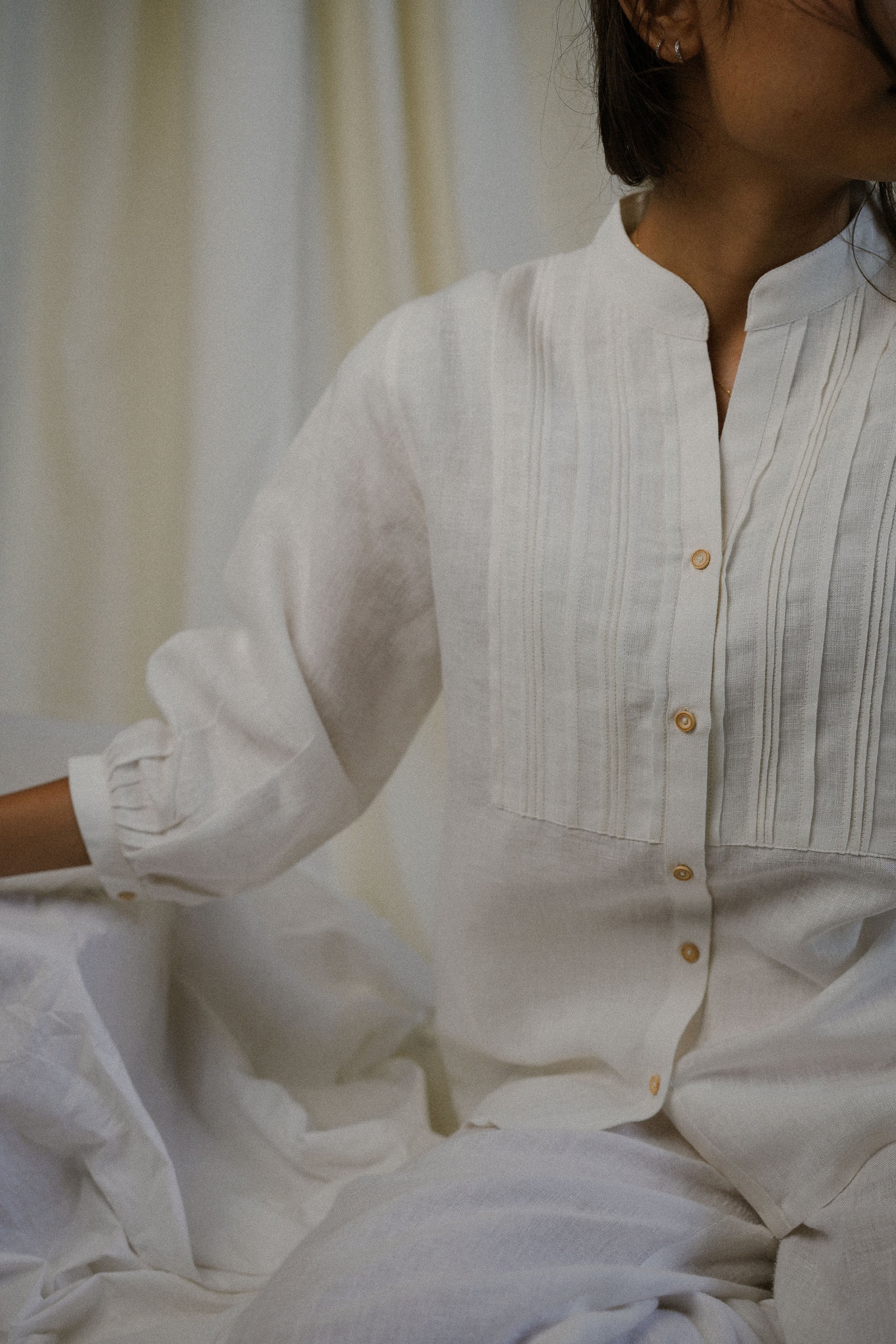 White Linen PATTERNED Shirt
