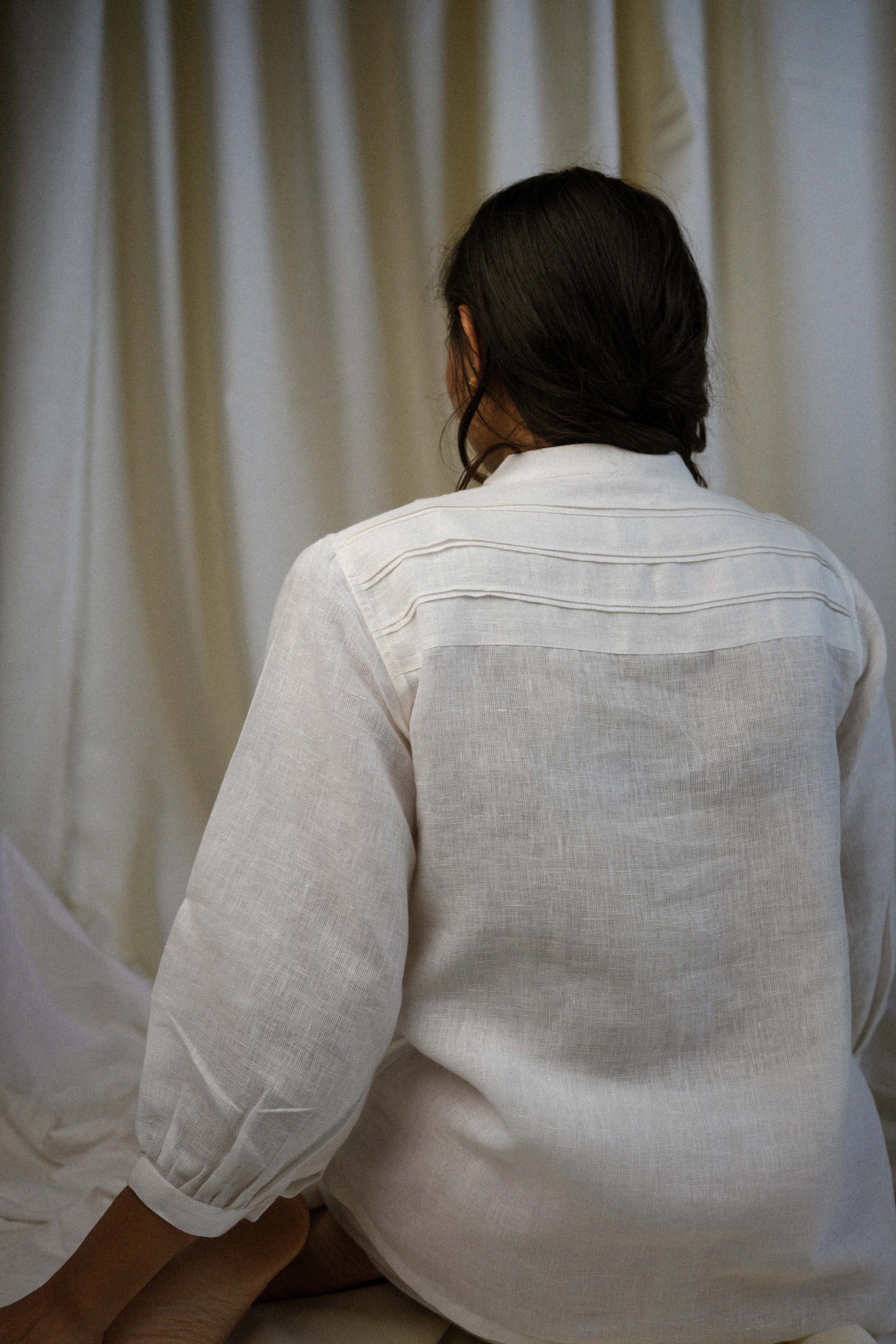 White Linen PATTERNED Shirt