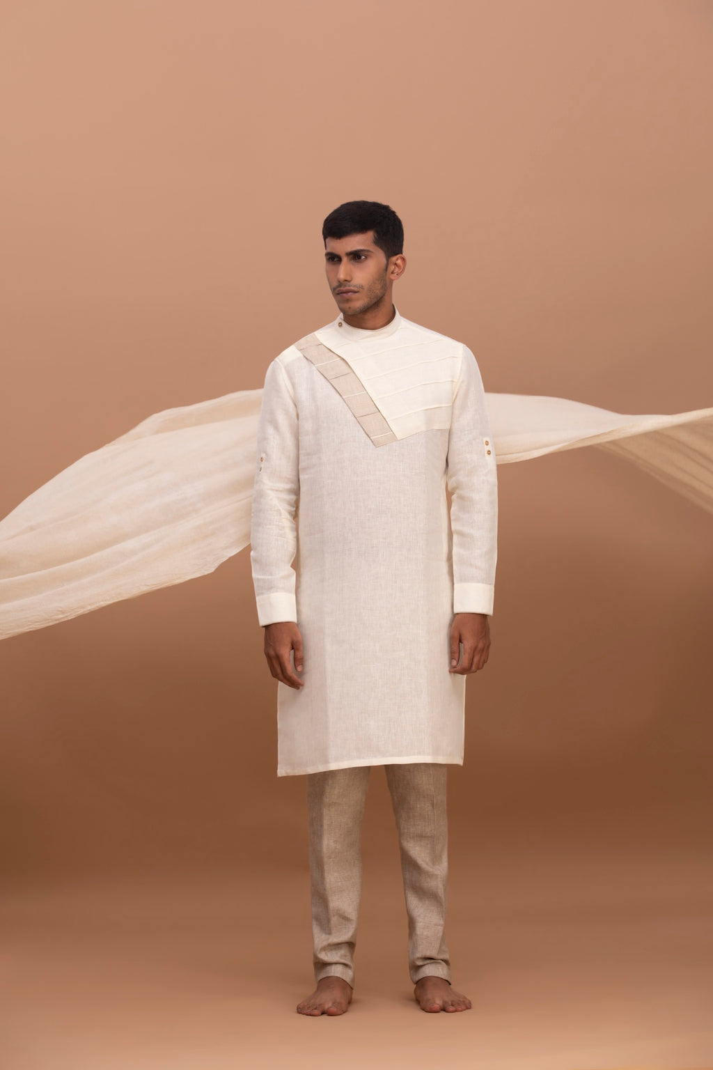 PATTERNED LINEN KURTA