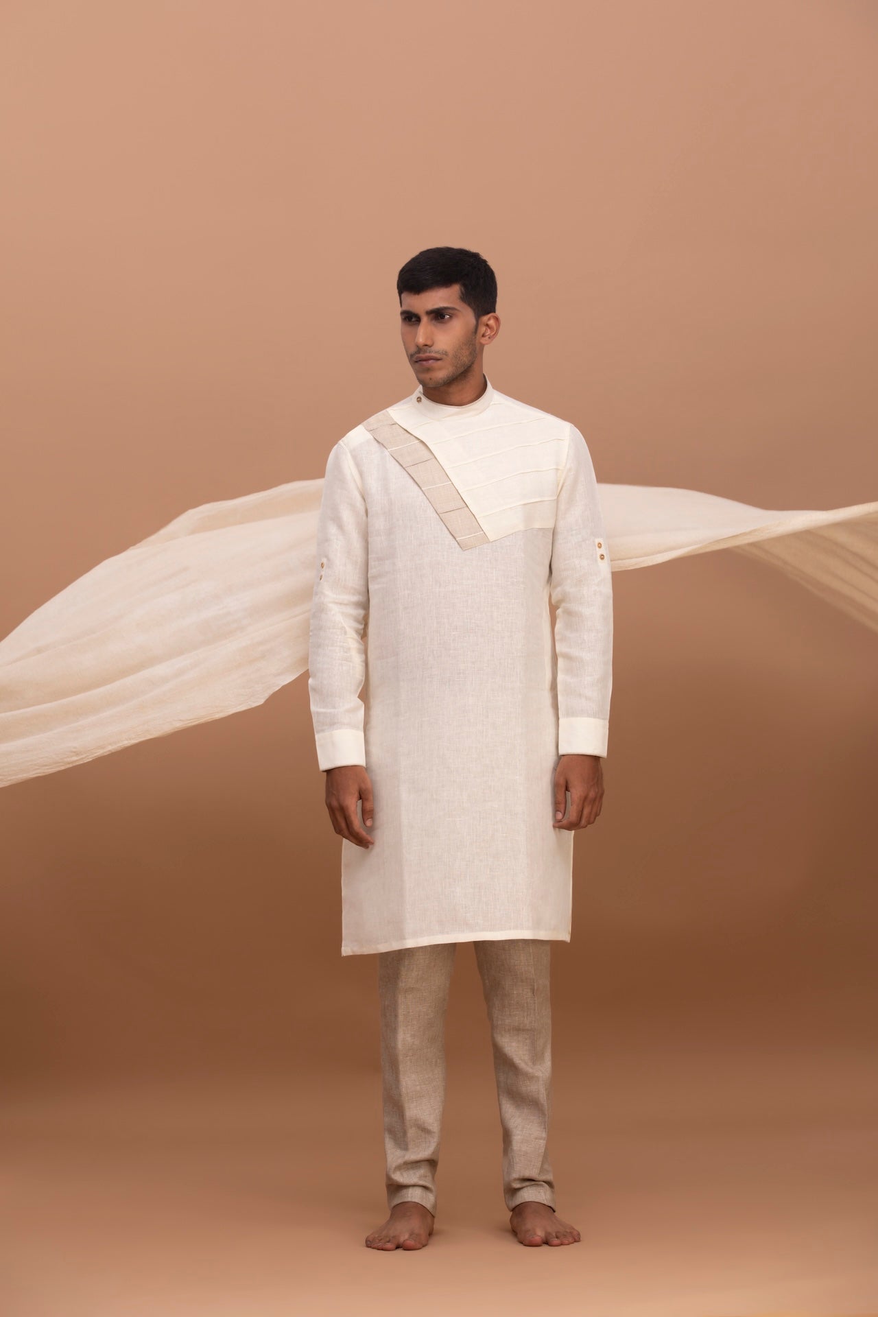 PATTERNED LINEN KURTA