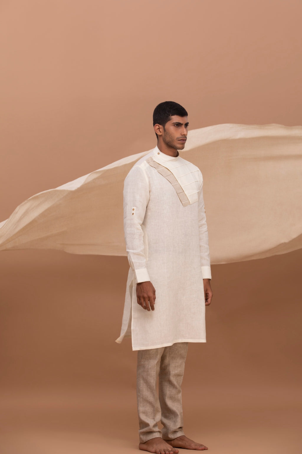 PATTERNED LINEN KURTA