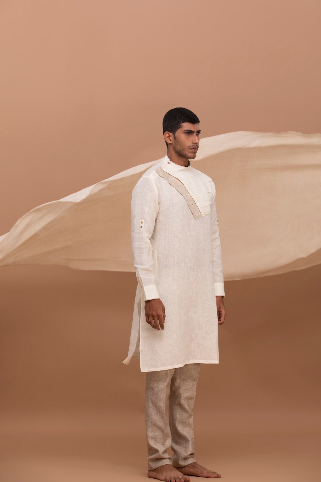 PATTERNED LINEN KURTA