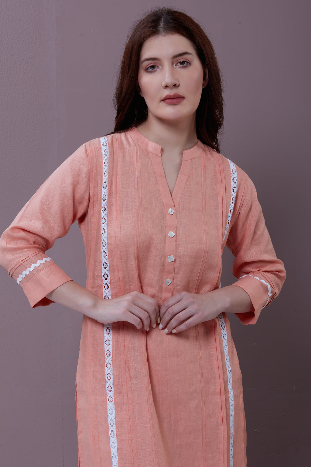 PATTERNED LINEN KURTA