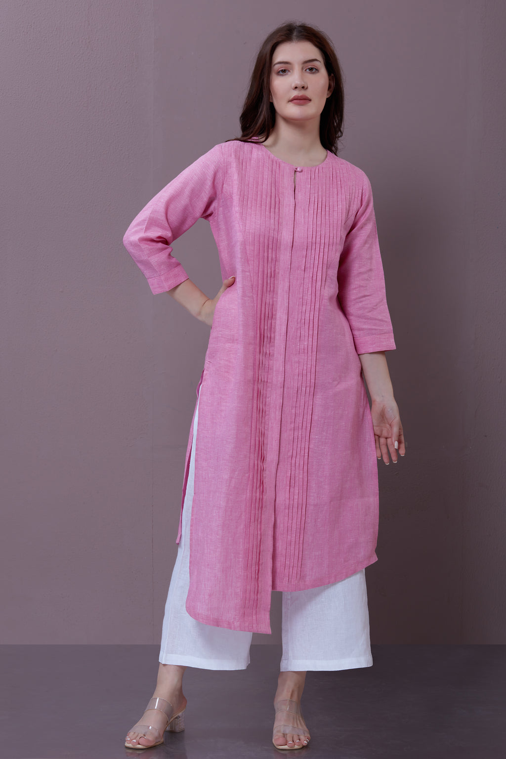 PATTERNED LINEN KURTA