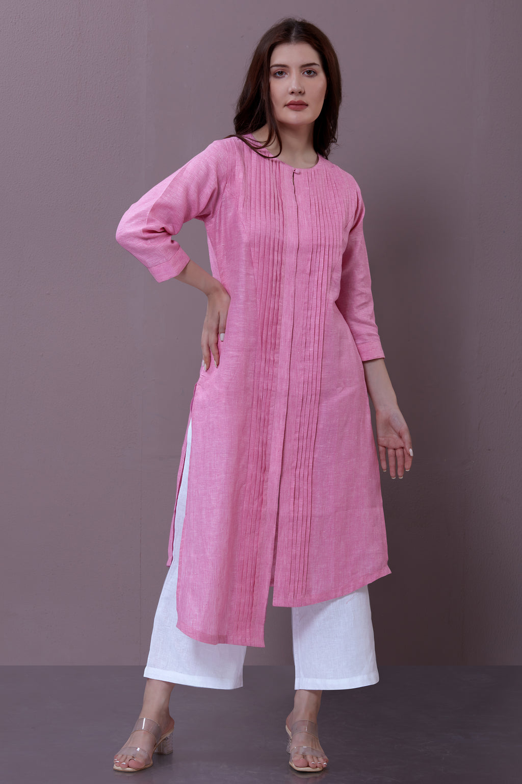 PATTERNED LINEN KURTA