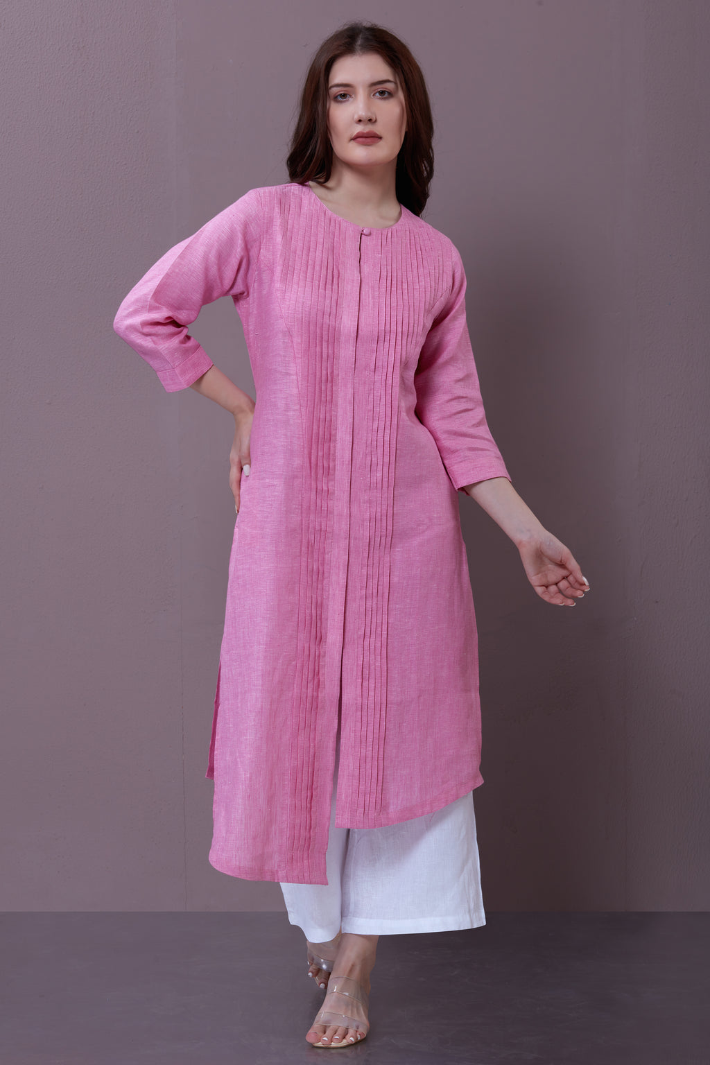 PATTERNED LINEN KURTA