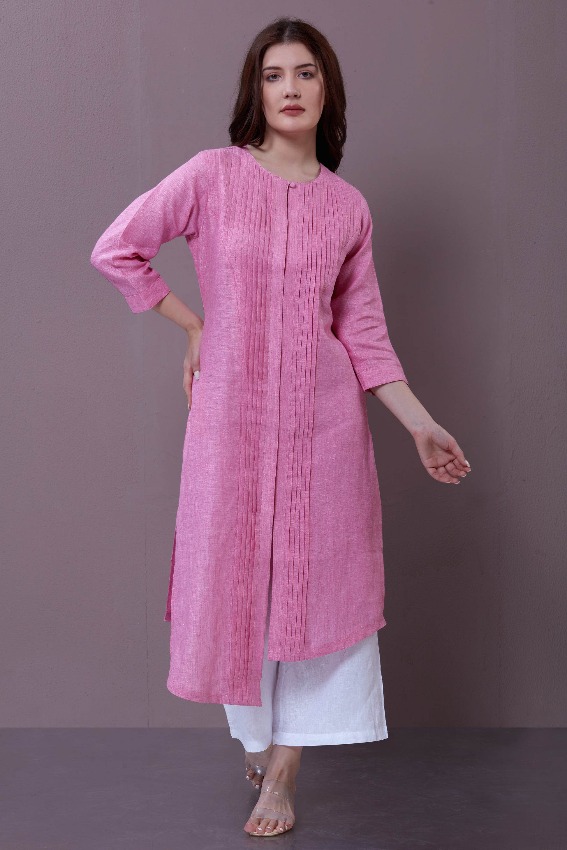PATTERNED LINEN KURTA